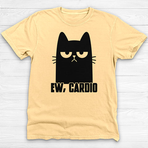 Ew, Cardio Funny Cat Hates Cardio Gym T-Shirt And Pump Cover