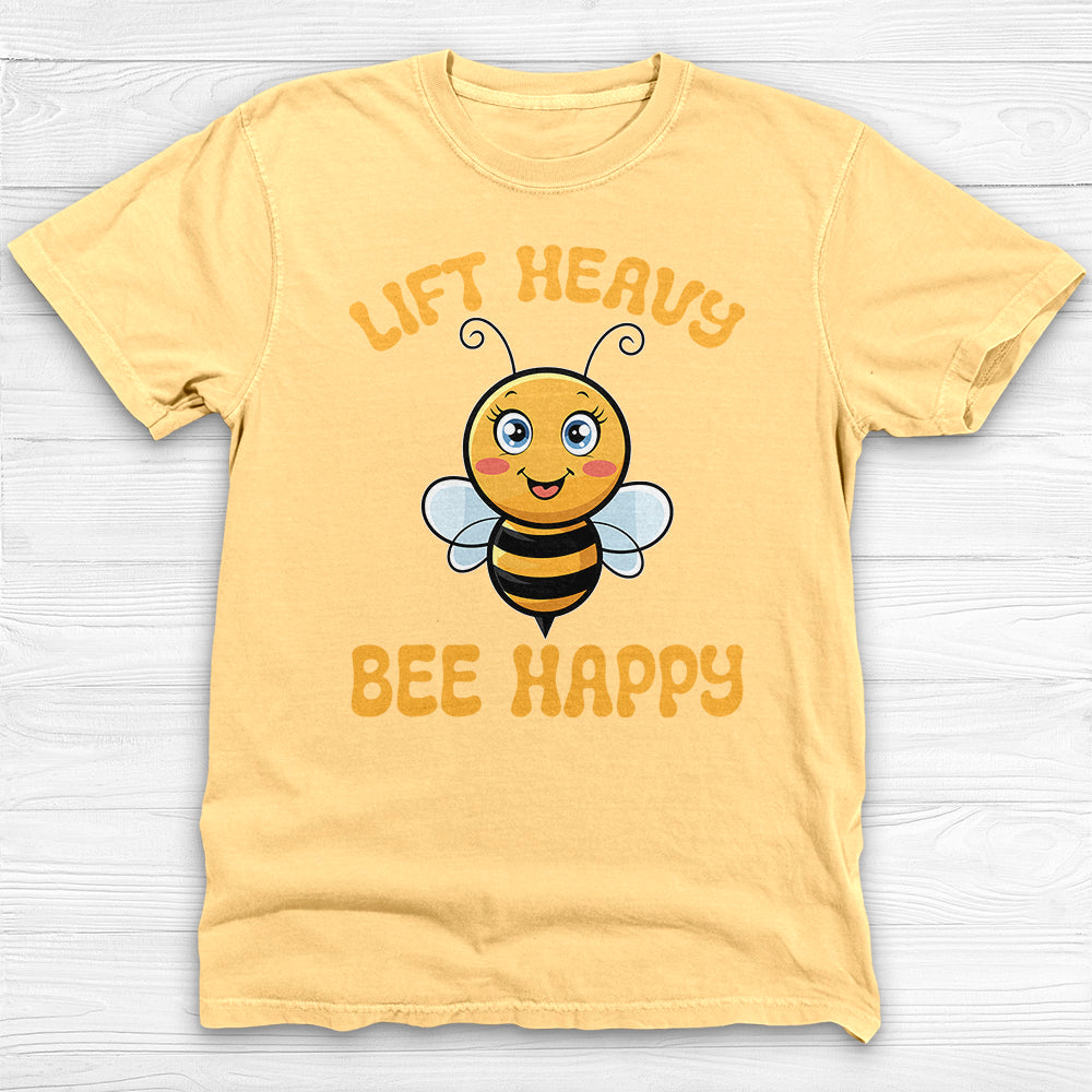 Lift Heavy Bee Happy Gym T-Shirt, Cute Bee Gym Apparel-T-Shirt-Gym Classics