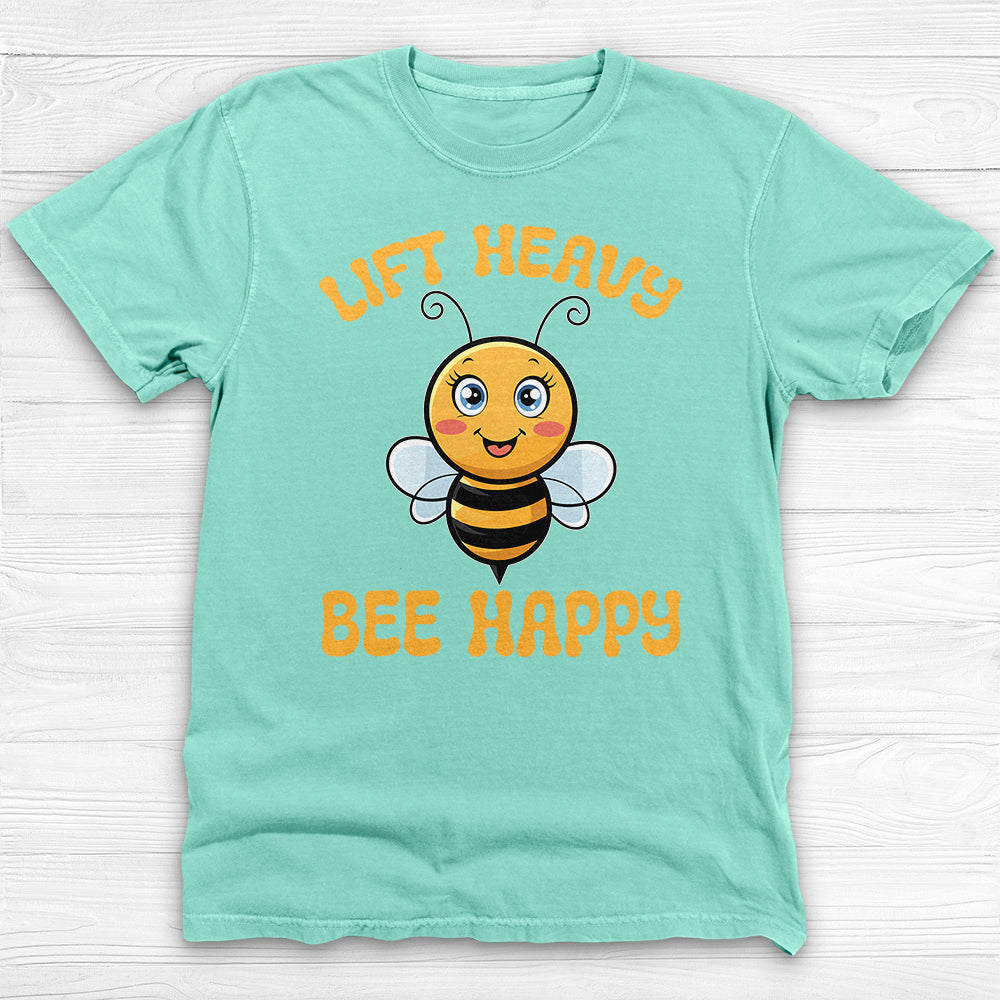 Lift Heavy Bee Happy Gym T-Shirt, Cute Bee Gym Apparel-T-Shirt-Gym Classics
