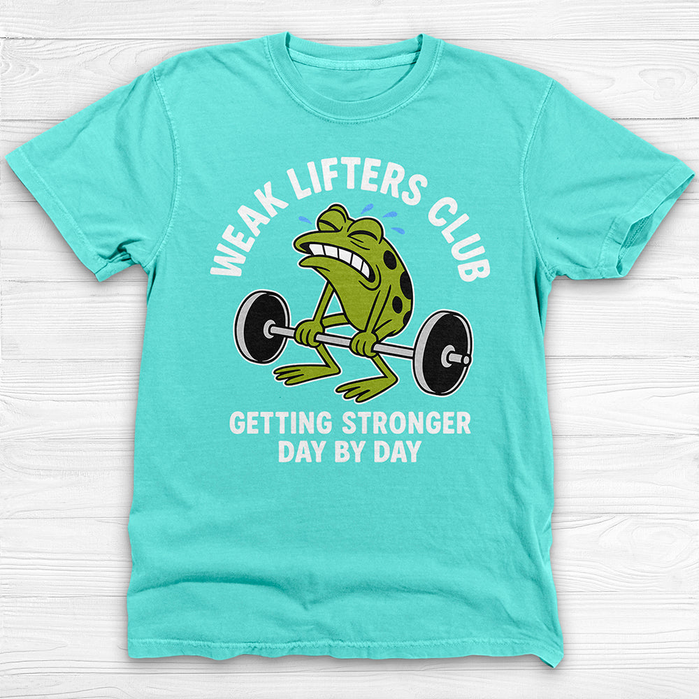 Weak Lifters Club Funny Frog Gym Shirt, Workout Humor Tee for Gym Lovers-T-Shirt-Gym Classics