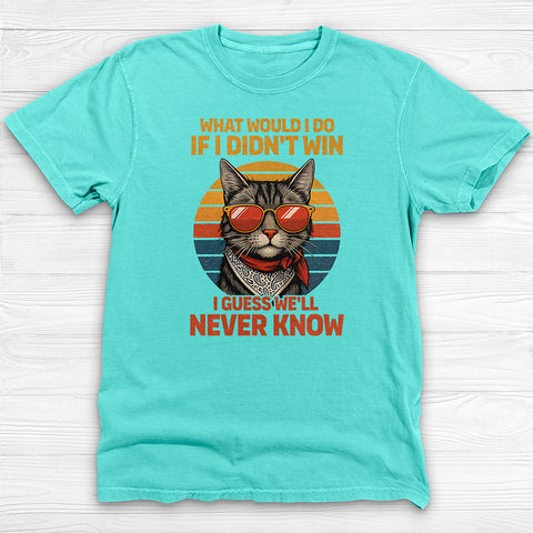 Always Winning Confident Cat Retro Style Gym Shirt
