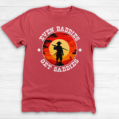Even Baddies Get Saddies Samurai Unisex Graphic Tee, Mental Health Design