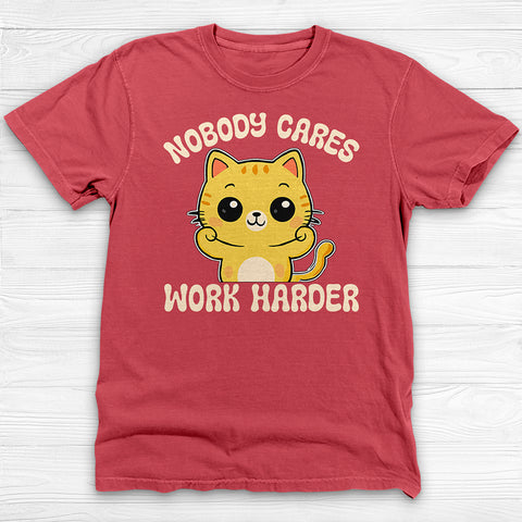 Nobody Cares Work Harder Cat Quote Funny Gym Shirt Or Pump Cover