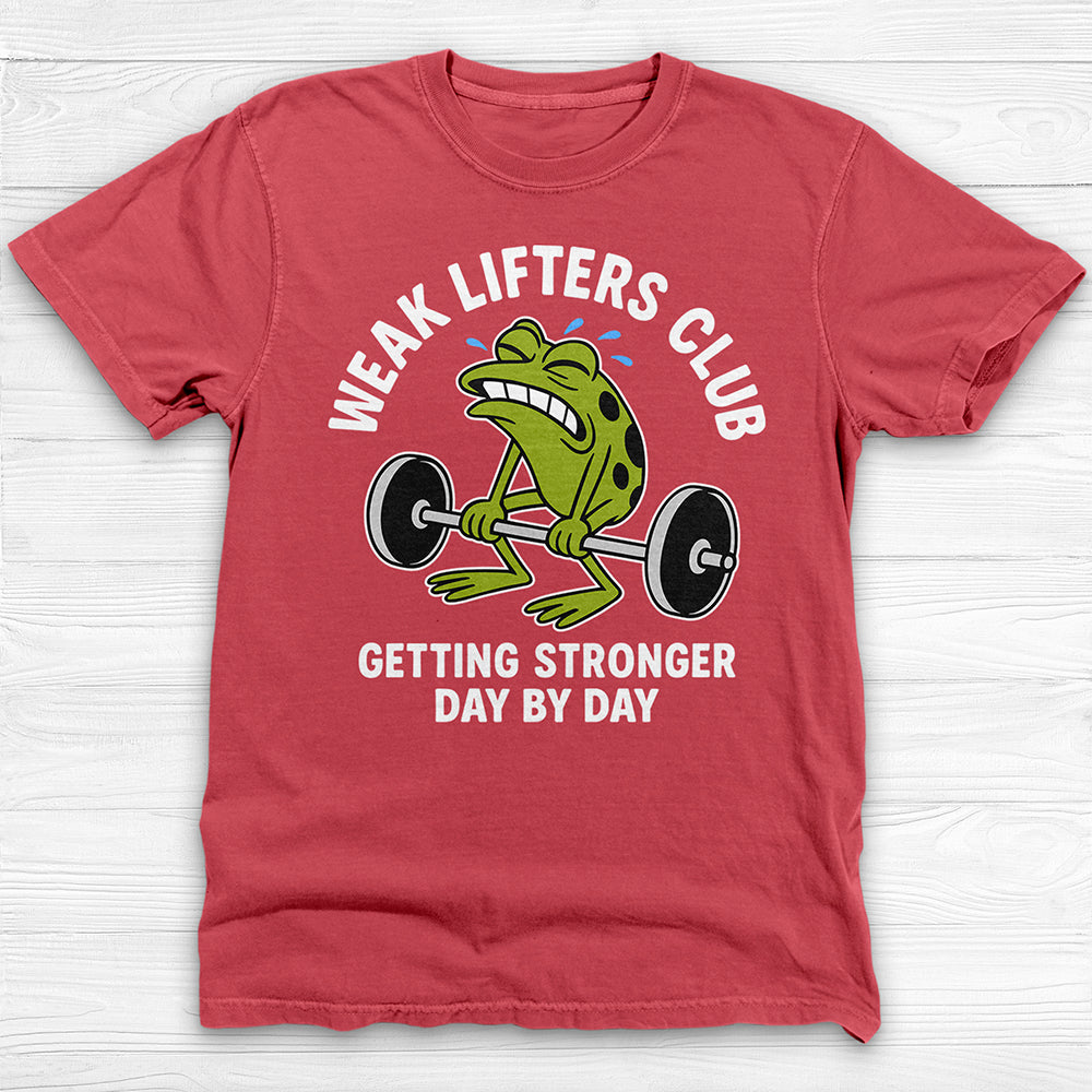 Weak Lifters Club Funny Frog Gym Shirt, Workout Humor Tee for Gym Lovers-T-Shirt-Gym Classics
