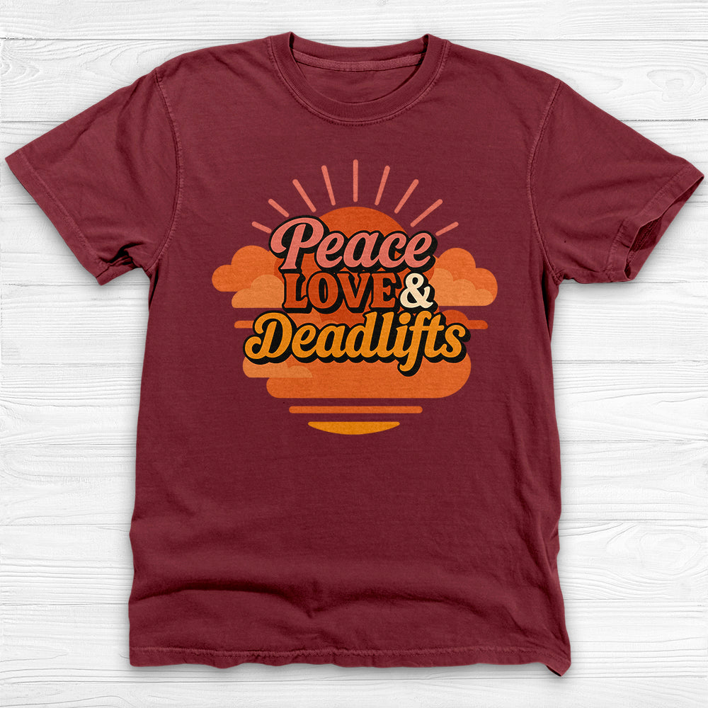 Peace, Love & Deadlifts T-Shirt, Motivational Gym Tee for Fitness Lovers-T-Shirt-Gym Classics
