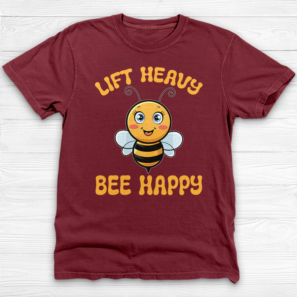 Lift Heavy Bee Happy Gym T-Shirt, Cute Bee Gym Apparel-T-Shirt-Gym Classics