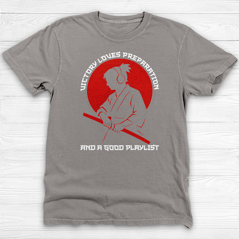 Victory Loves Preparation Samurai Shirt, Warrior Discipline Gym Tee