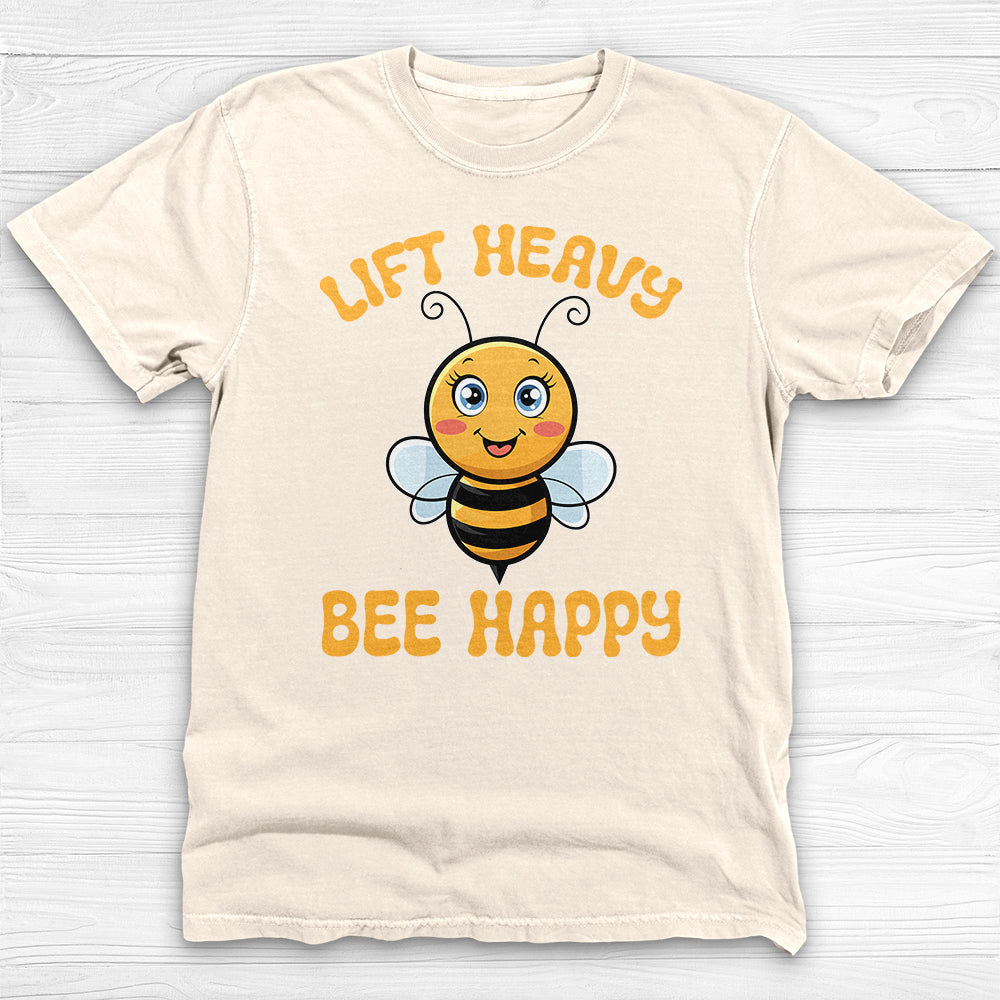 Lift Heavy Bee Happy Gym T-Shirt, Cute Bee Gym Apparel-T-Shirt-Gym Classics