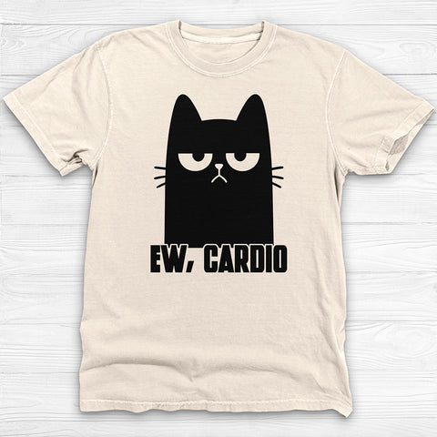 Ew, Cardio Funny Cat Hates Cardio Gym T-Shirt And Pump Cover