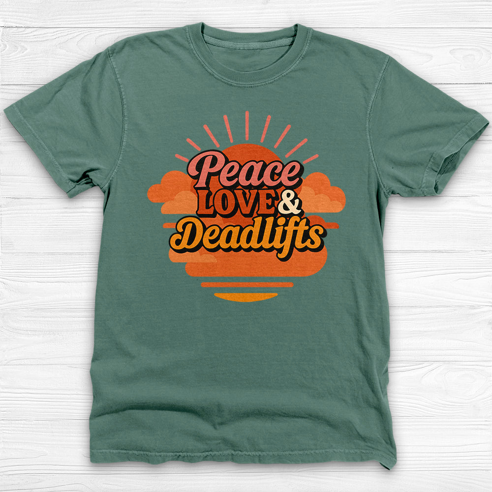 Peace, Love & Deadlifts T-Shirt, Motivational Gym Tee for Fitness Lovers-T-Shirt-Gym Classics