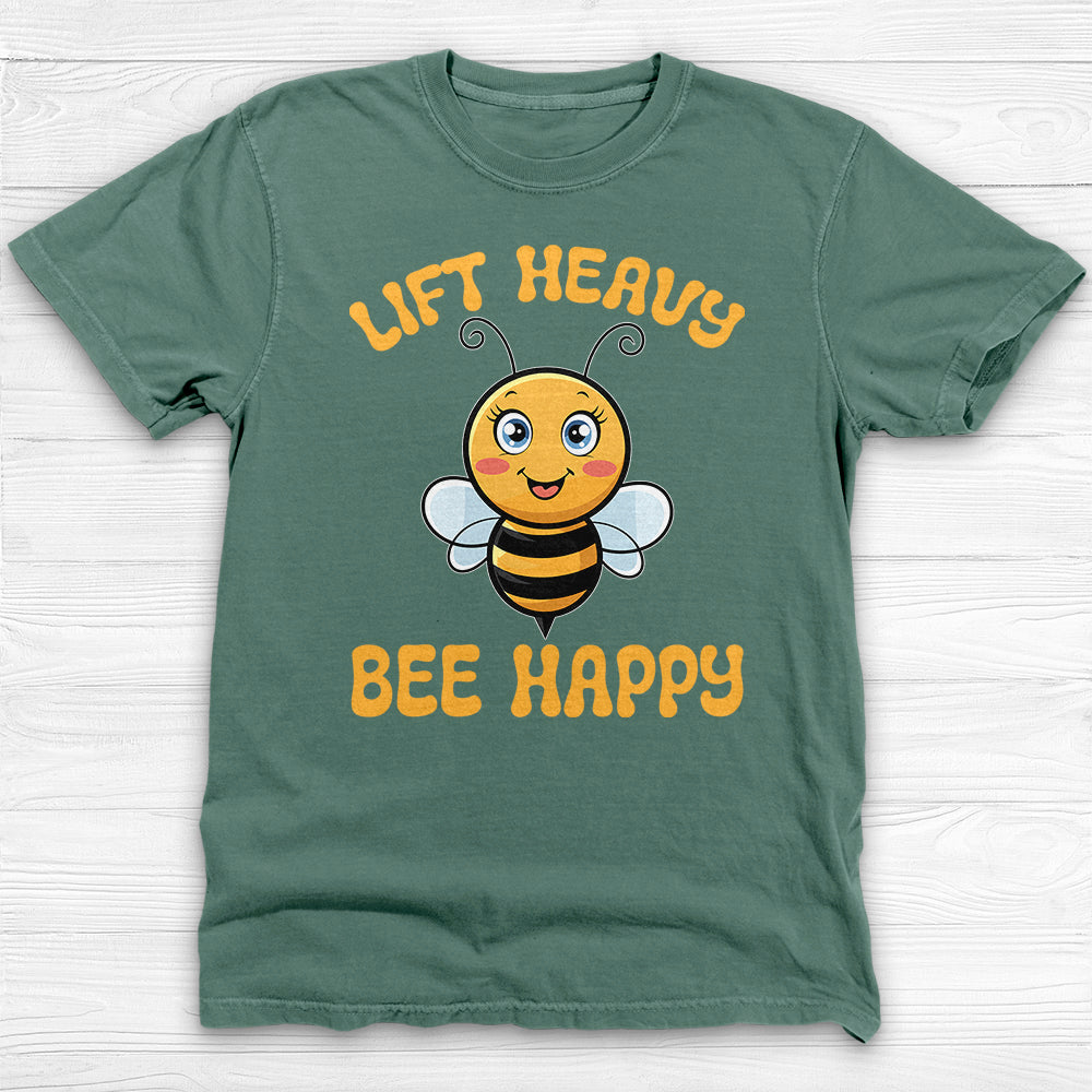 Lift Heavy Bee Happy Gym T-Shirt, Cute Bee Gym Apparel-T-Shirt-Gym Classics