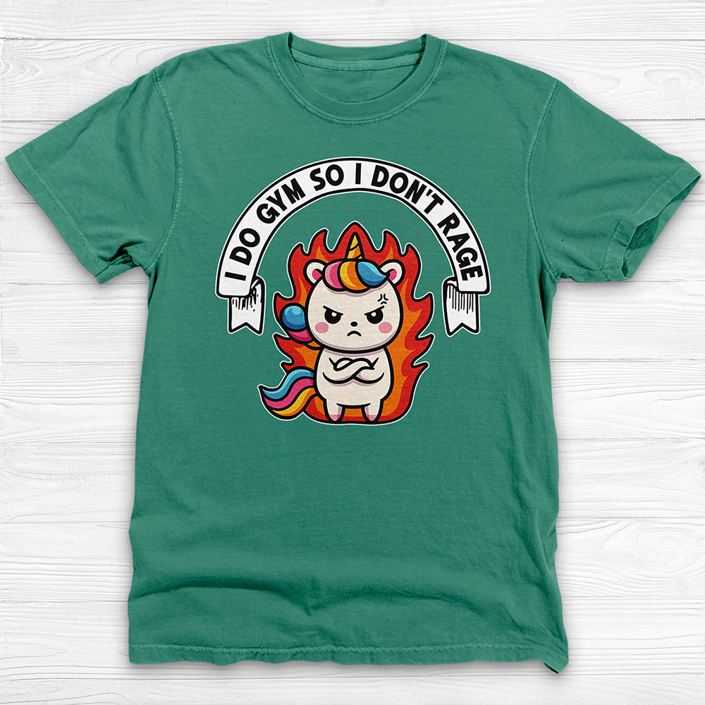 Funny Gym T-Shirt for Unicorn Lovers, I Do Gym So I Don't Rage-T-Shirt-Gym Classics