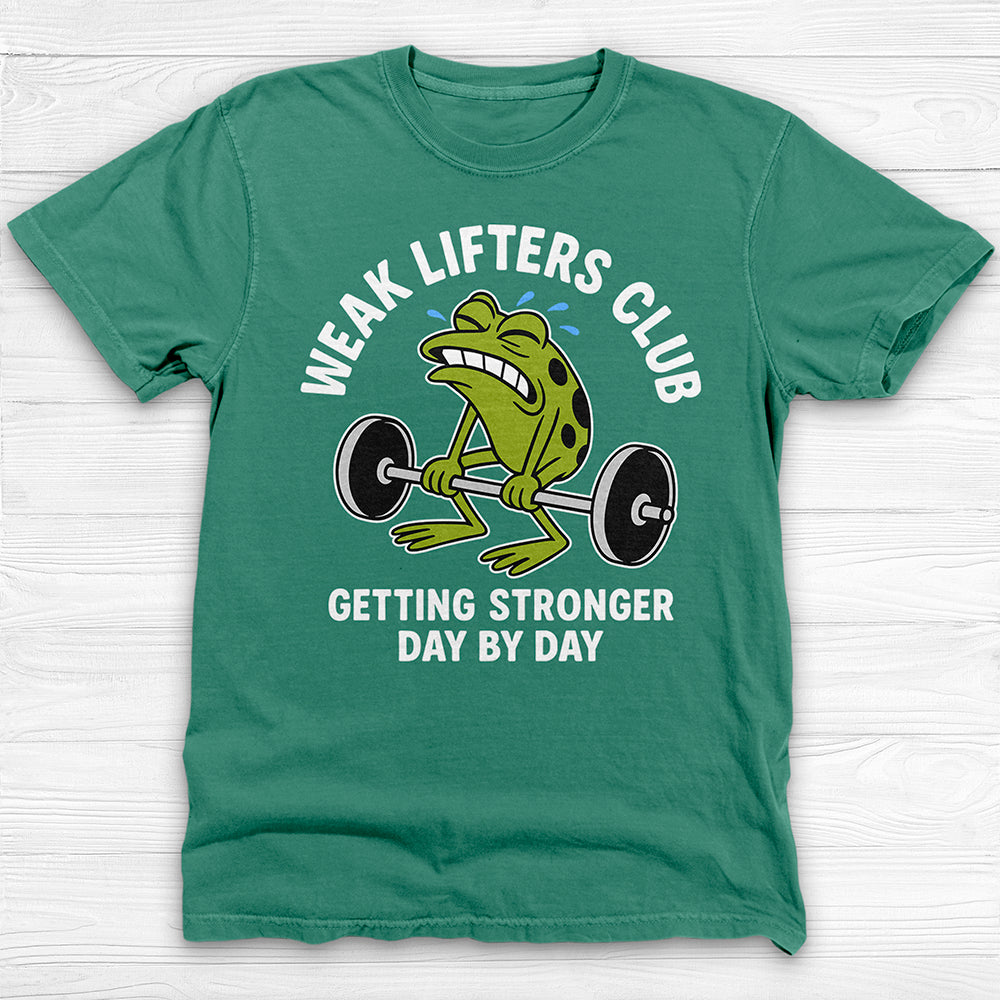 Weak Lifters Club Funny Frog Gym Shirt, Workout Humor Tee for Gym Lovers-T-Shirt-Gym Classics