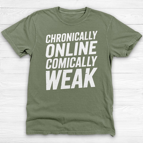 Chronically Online Comically Weak Shirt, Funny Gamer Meme Gym Tee