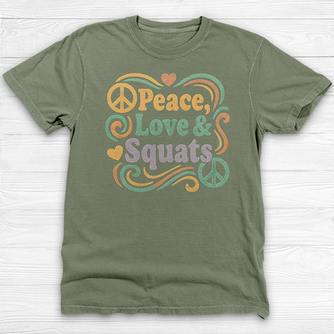 Peace, Love & Squats Unisex Garment-Dyed Gym T-shirt