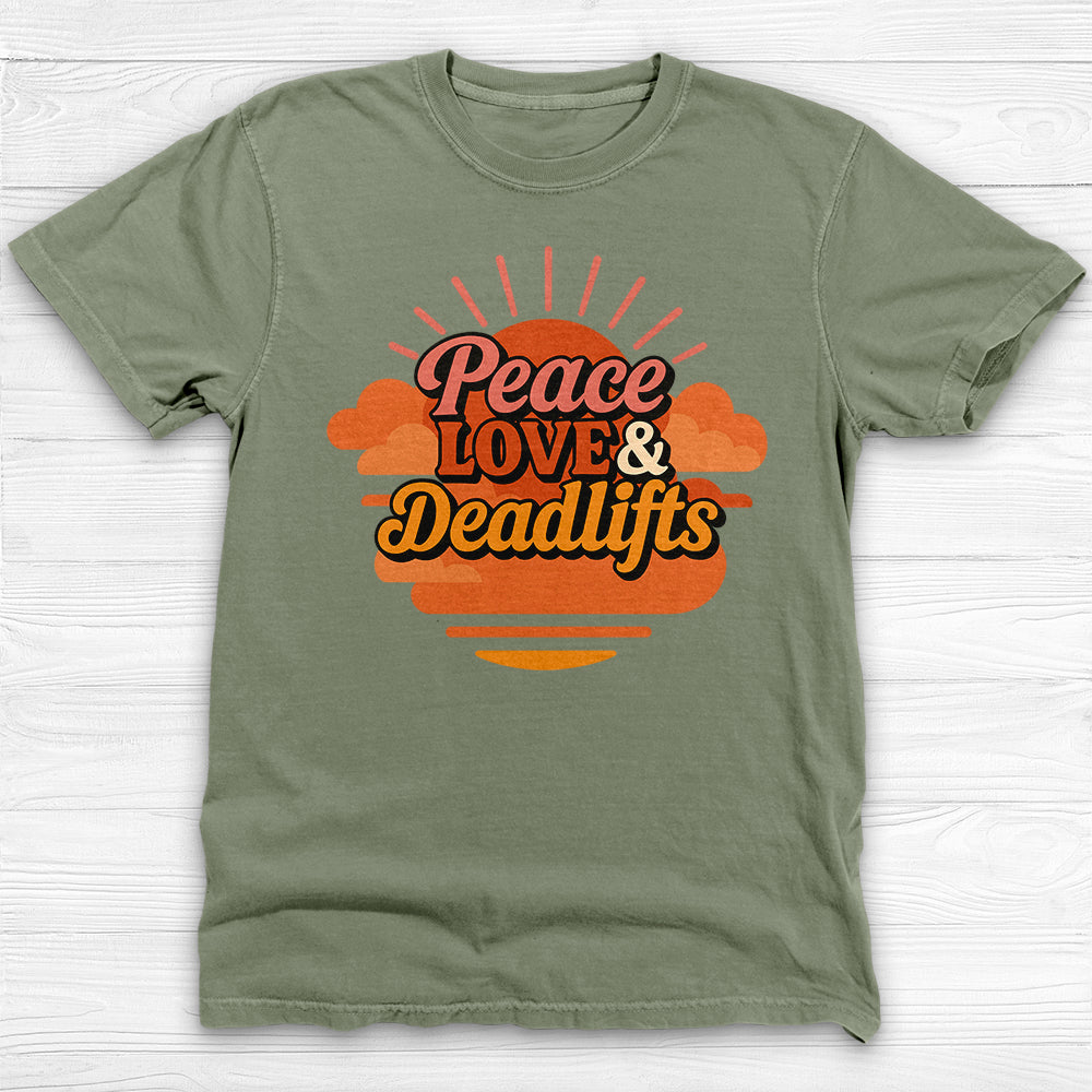 Peace, Love & Deadlifts T-Shirt, Motivational Gym Tee for Fitness Lovers-T-Shirt-Gym Classics