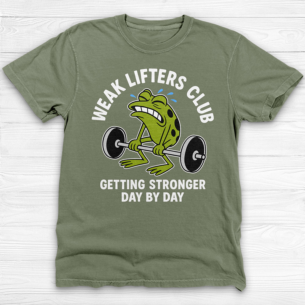 Weak Lifters Club Funny Frog Gym Shirt, Workout Humor Tee for Gym Lovers-T-Shirt-Gym Classics