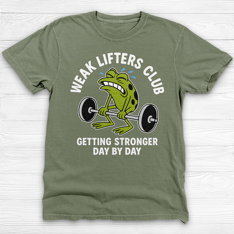 Weak Lifters Club Funny Frog Gym Shirt, Workout Humor Tee for Gym Lovers