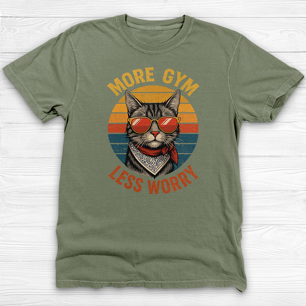 More Gym Less Worry Retro Cat Workout Shirt Or Pump Cover-T-Shirt-Gym Classics