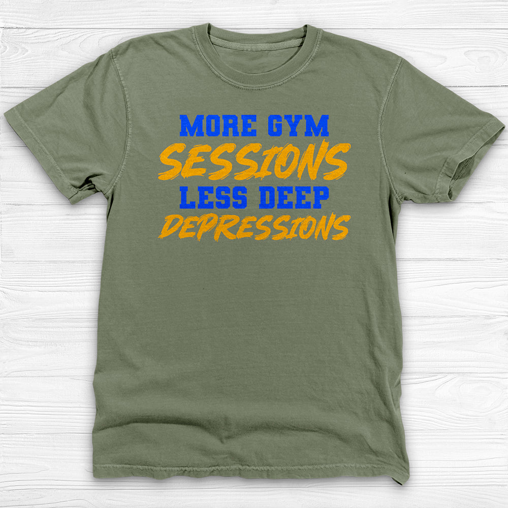 More Gym Sessions Less Depressions, Mental Health Gym Shirt-T-Shirt-Gym Classics