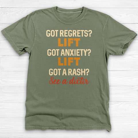 Got Regrets Anxiety A Rash? Funny Workout Tee Or Pump Cover