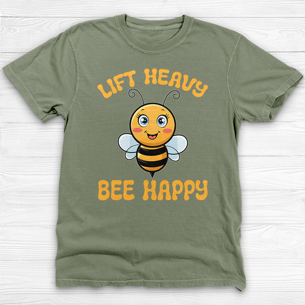Lift Heavy Bee Happy Gym T-Shirt, Cute Bee Gym Apparel-T-Shirt-Gym Classics