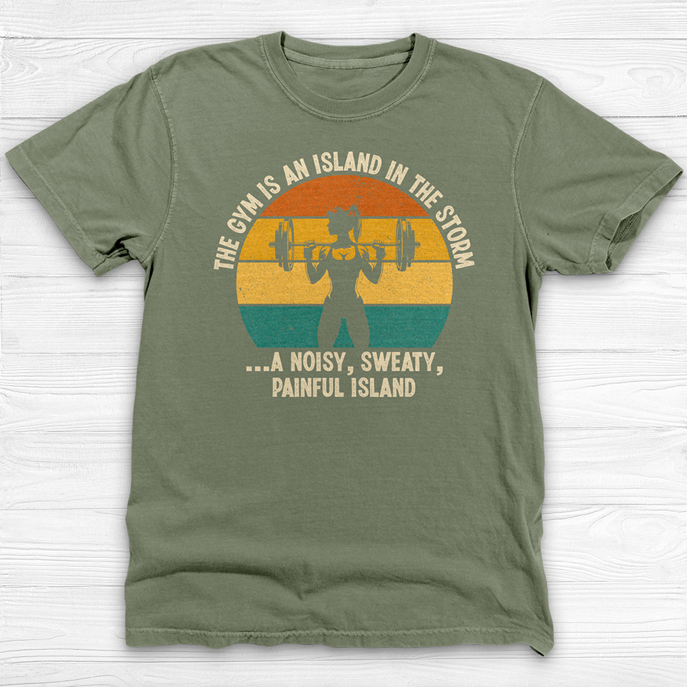 The Gym Is An Island In The Storm Workout Tee or Pump Cover-T-Shirt-Gym Classics