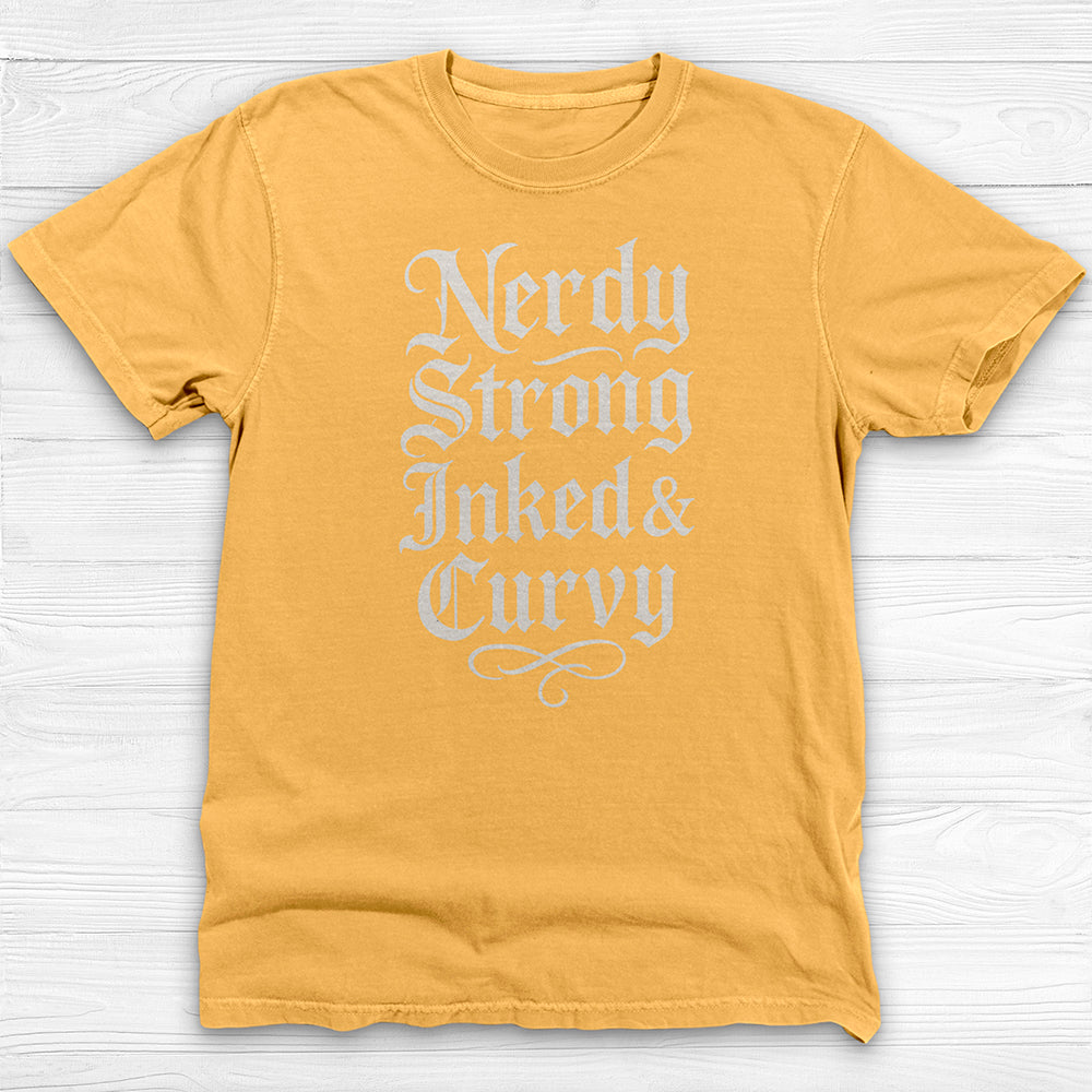 Strong Inked Curvy Nerdy – Bold Gym Shirt for Bold Women-T-Shirt-Gym Classics