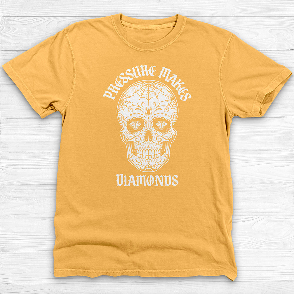 Pressure Makes Diamonds, Skull Gym Motivation Tee or Pump Cover