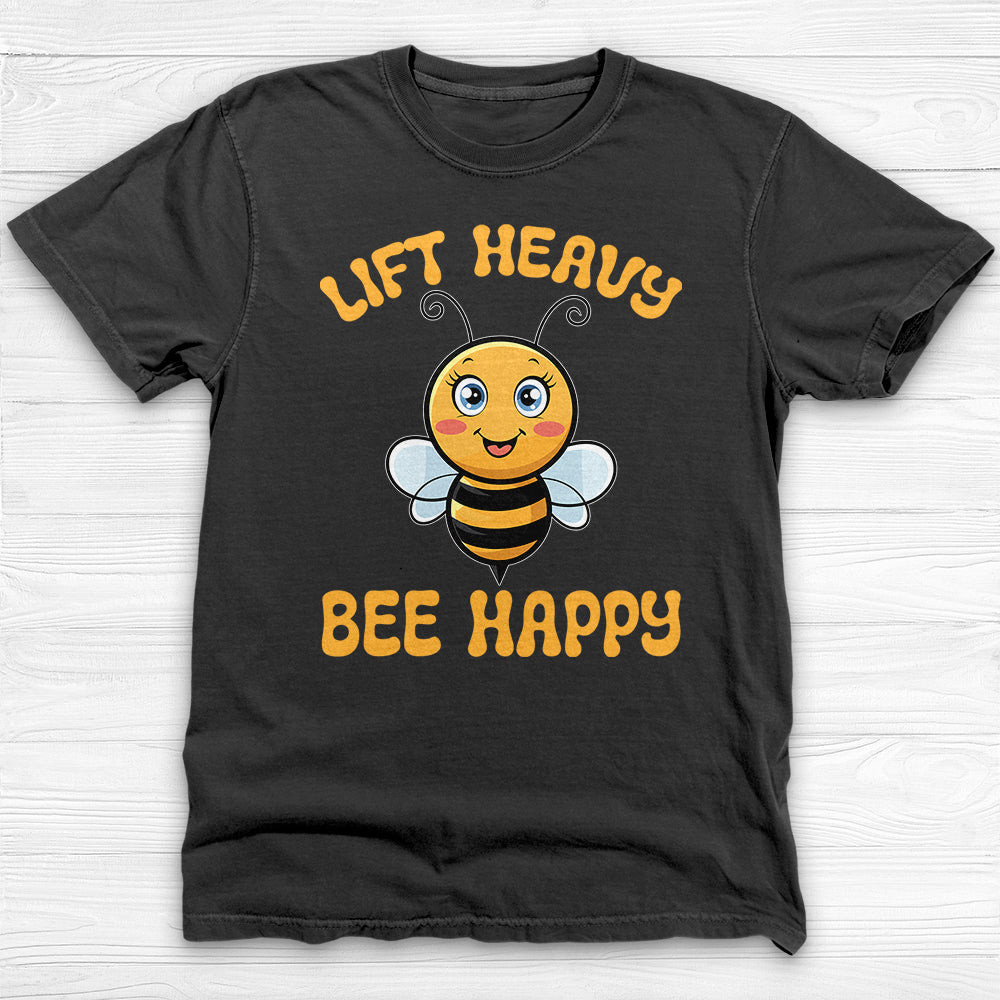 Lift Heavy Bee Happy Gym T-Shirt, Cute Bee Gym Apparel-T-Shirt-Gym Classics