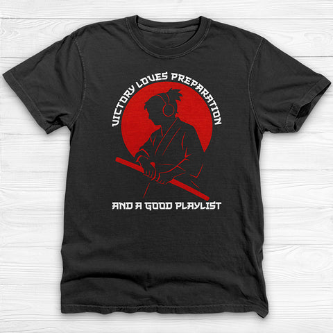 Victory Loves Preparation Samurai Shirt, Warrior Discipline Gym Tee