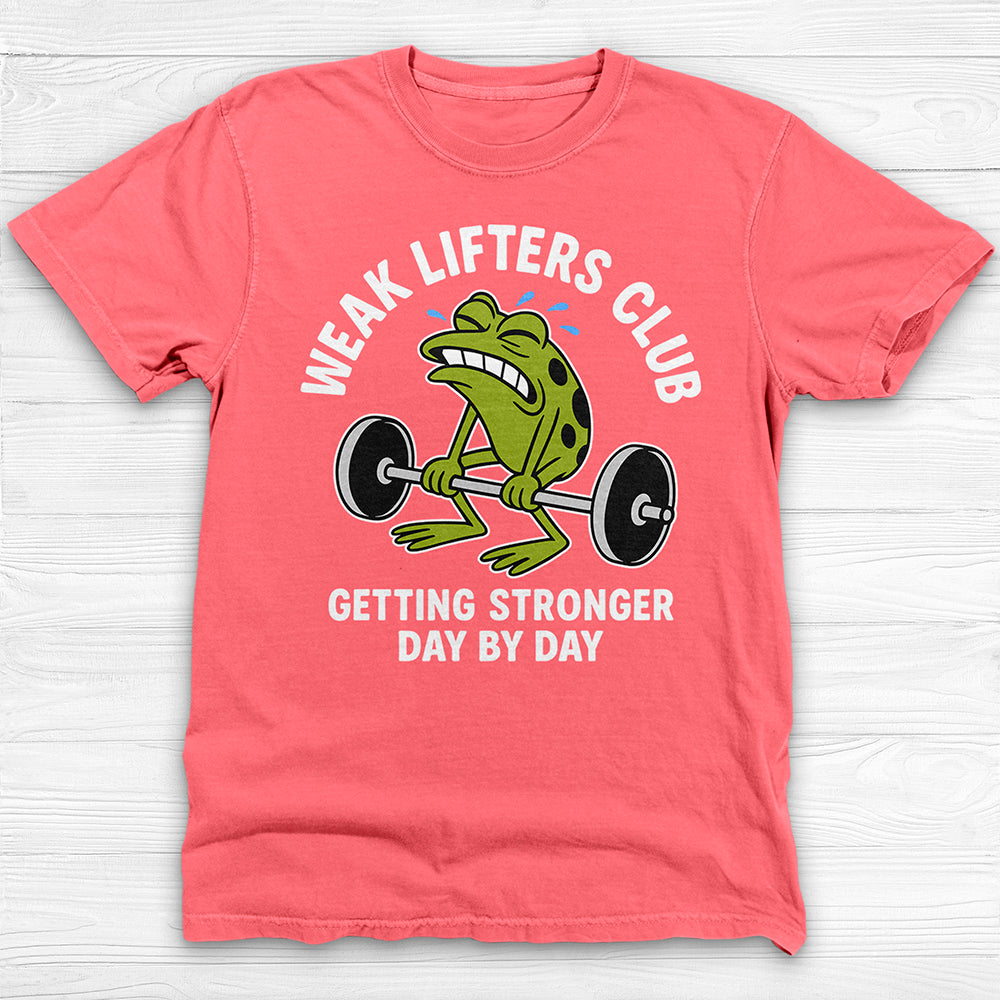 Weak Lifters Club Funny Frog Gym Shirt, Workout Humor Tee for Gym Lovers-T-Shirt-Gym Classics
