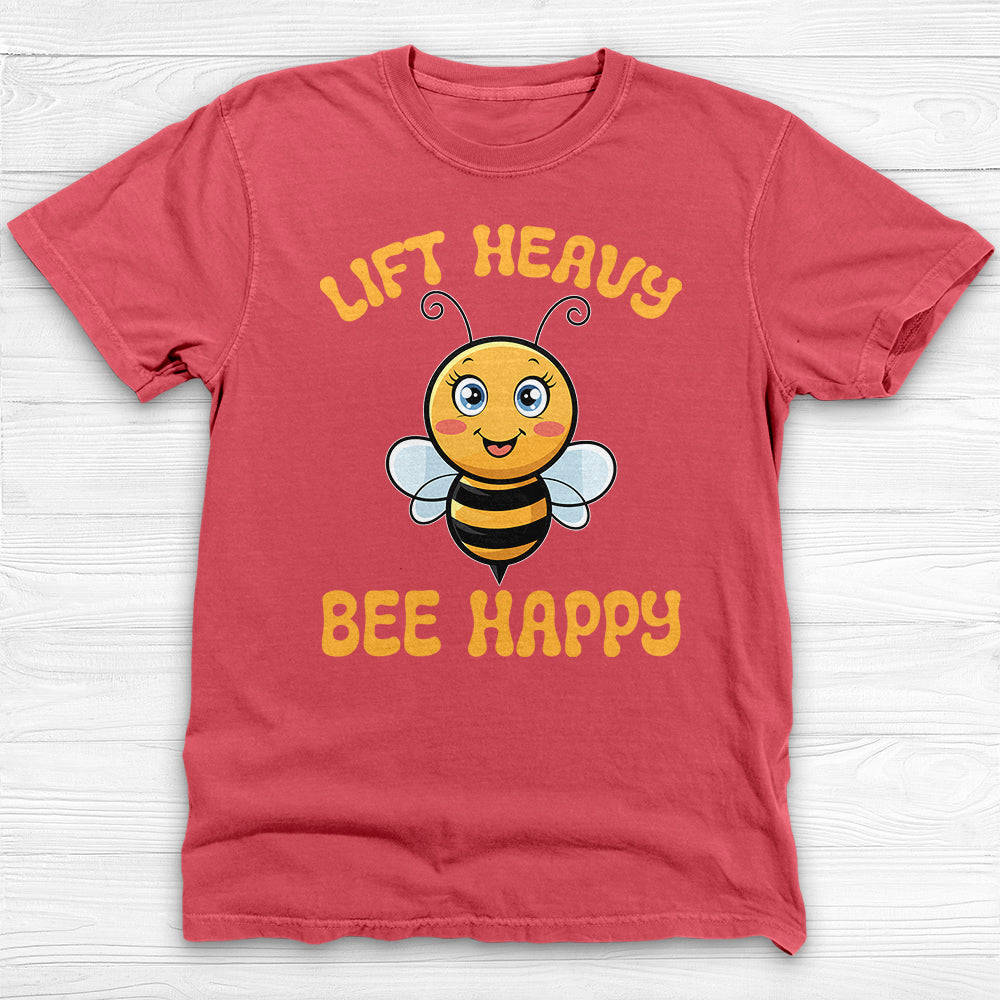 Lift Heavy Bee Happy Gym T-Shirt, Cute Bee Gym Apparel-T-Shirt-Gym Classics