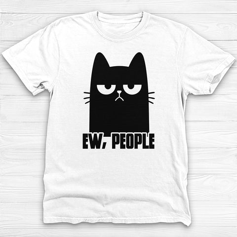 Ew, People Anti-Social Cat Gym T-Shirt, Funny Workout And Life Tee